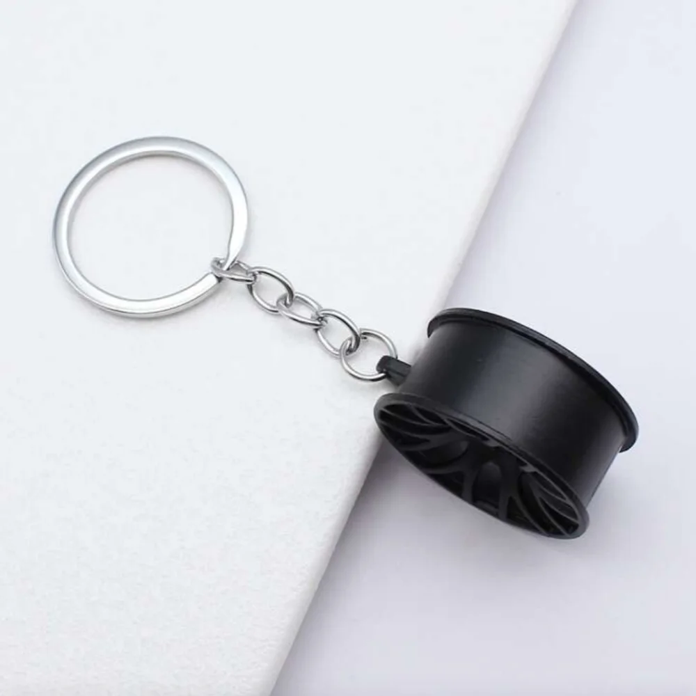 Black Alloy Wheel Keychain Stainless Steel Car Rim Keyring, Car Part‎ Key Holder